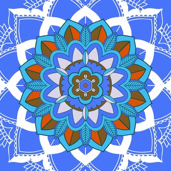 Motifs de mandala sur fond bleu