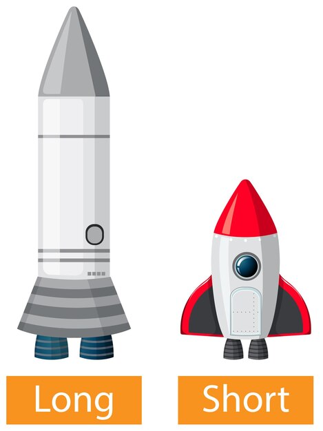 Mots adjectifs opposés avec long et court
