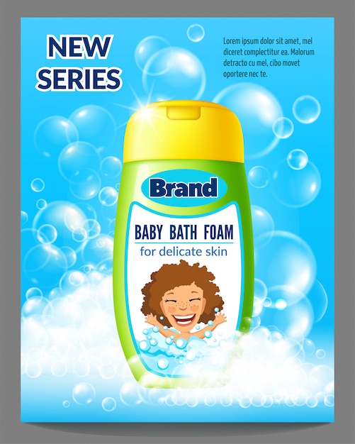 Vecteur gratuit mousse de bain pour enfants avec des bulles de savon.