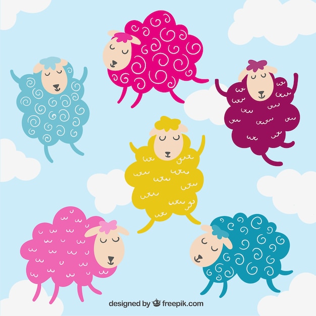 Vecteur gratuit moutons colorés illustration