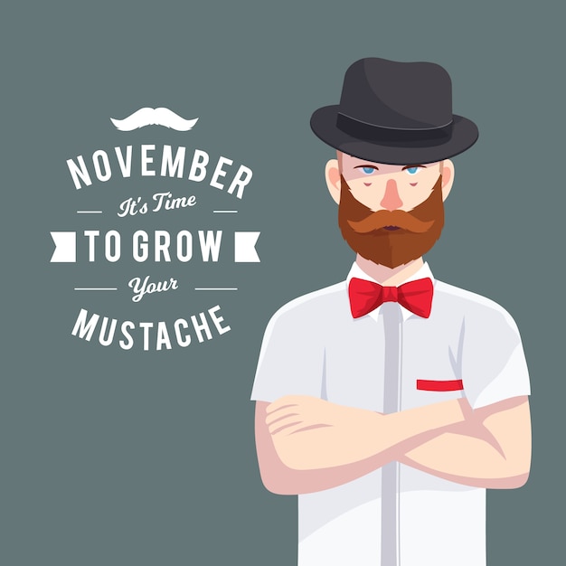 Vecteur gratuit movember design avec hipster