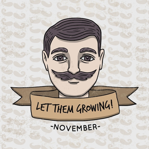 Vecteur gratuit movember design avec visage