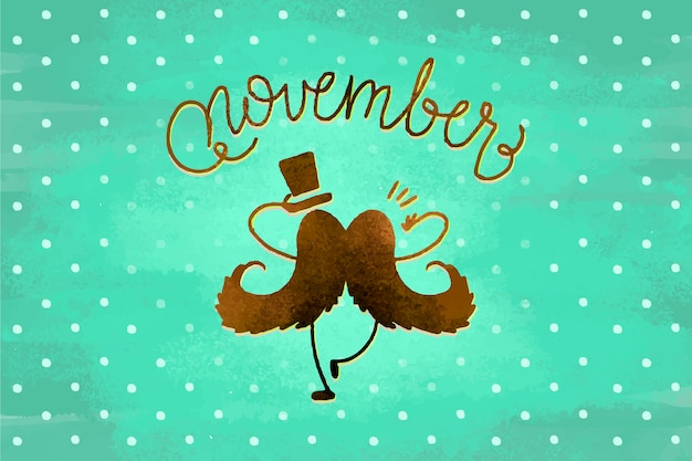 Vecteur gratuit movember lettrage design avec moustache et chapeau