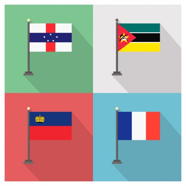 Mozambique Liechtenstein France Flags