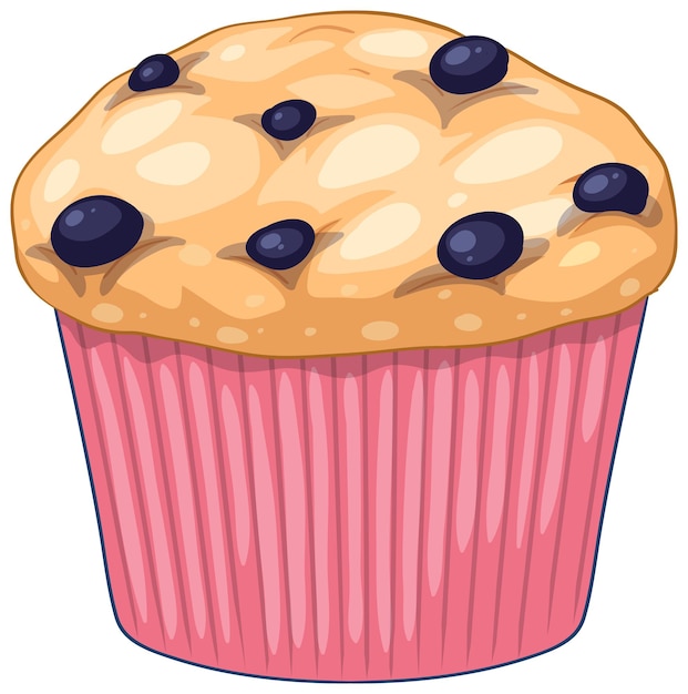 Vecteur gratuit un muffin aux bleuets isolé
