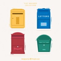 Vecteur gratuit multicolor collection de boîte aux lettres plate