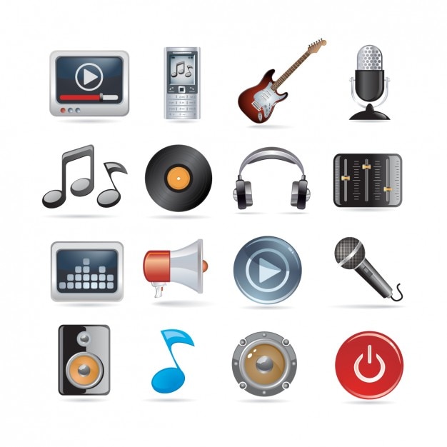 Vecteur gratuit musical collection d'icônes