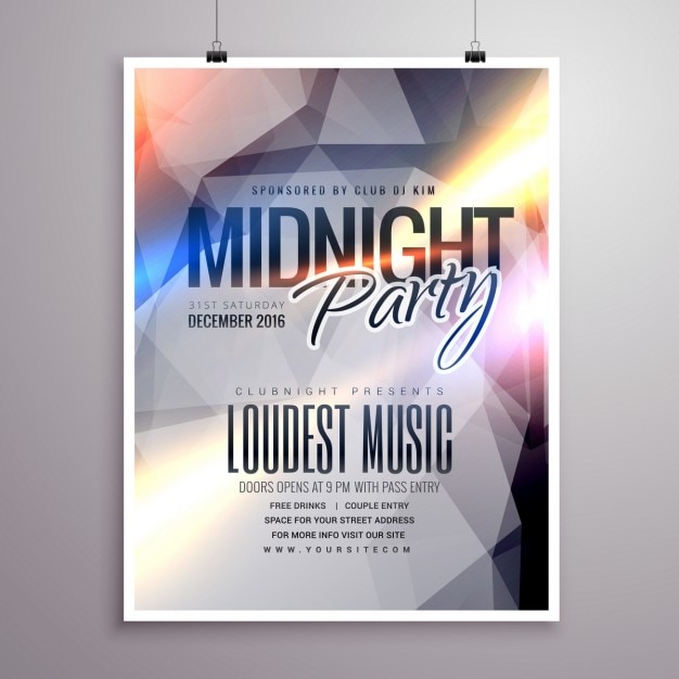 Vecteur gratuit musique de minuit brochure party flyer modèle