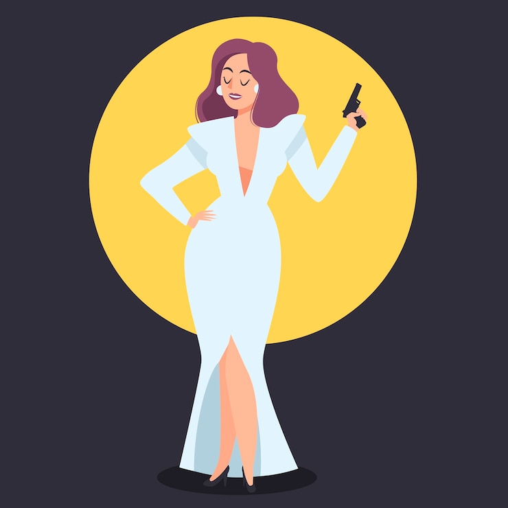 Vecteur gratuit mystérieux personnage de femme gangster