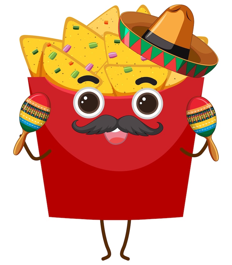 Vecteur gratuit nachos en personnage de dessin animé de boîte rouge