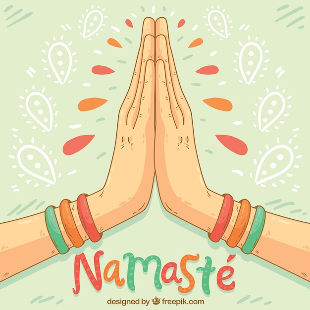 Namaste Geste Avec Style Dessiné à La Main