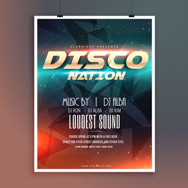 Vecteur gratuit nation disco étonnant modèle de flyer événement musical