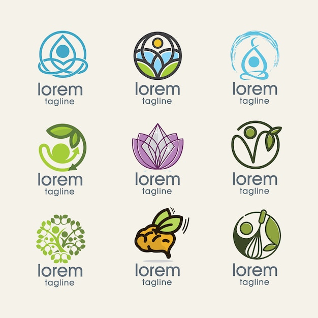 Vecteur gratuit nature modèles logo collection