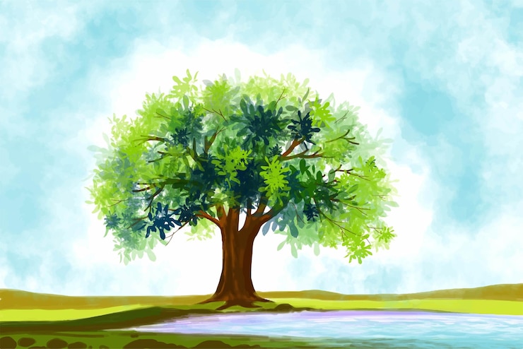 Vecteur gratuit nature paysage beau fond d'arbre