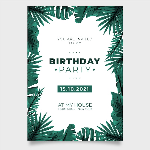 Carton d'invitation pour anniversaire enfant tropical