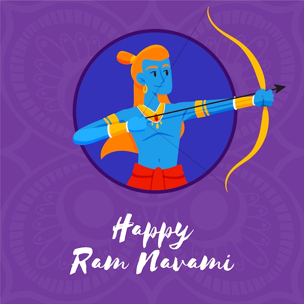 Vecteur gratuit navami de ram dessiné à la main