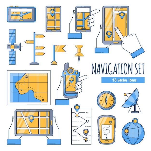 Navigation Flat Flat Icons Set