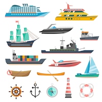Vecteur gratuit navires icons set