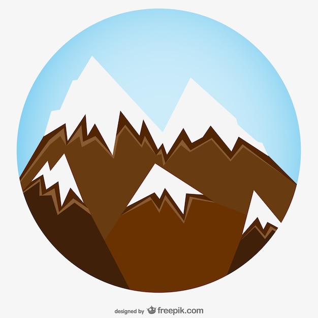 Vecteur gratuit neigeux art de zoom de montagne