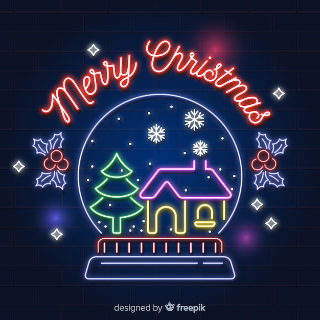 Neon Christmas Background Vecteur gratuit