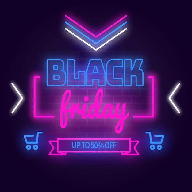 Vecteur gratuit néon coloré noir vendredi