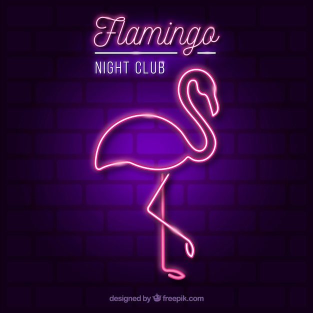 Néon Flamingo avec lumière rose