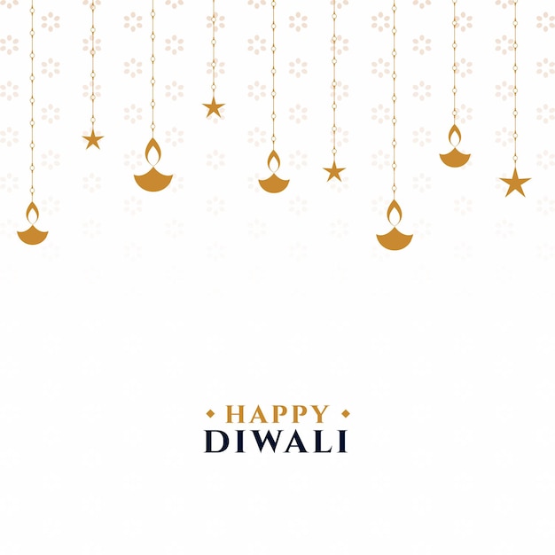 Nettoyer le fond blanc avec pendaison diya pour l'illustration vectorielle de célébration de diwali