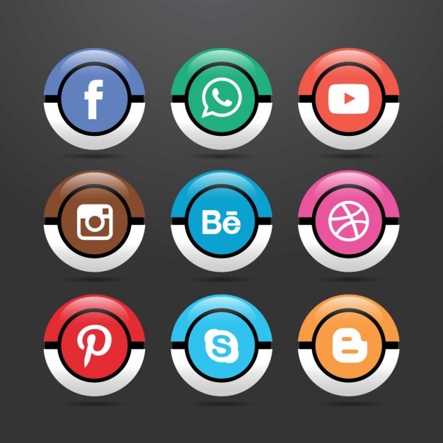 Vecteur gratuit neuf icônes pour les réseaux sociaux