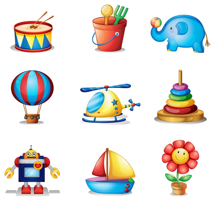 Vecteur gratuit neuf types différents de jouets