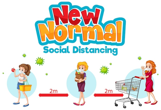 New Normal Avec Des Personnes Gardant Une Distance Sociale
