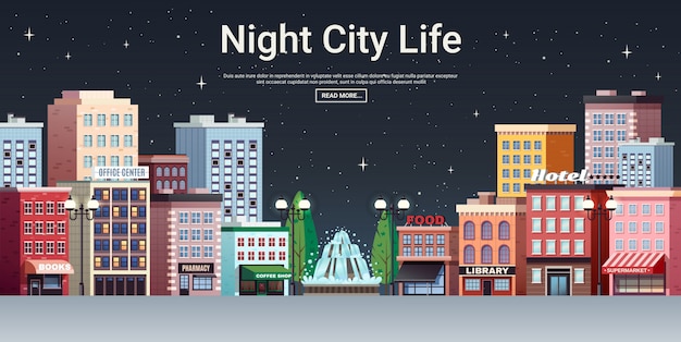 Vecteur gratuit night city life centre ville
