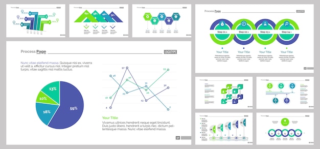 Vecteur gratuit nine research slide templates set