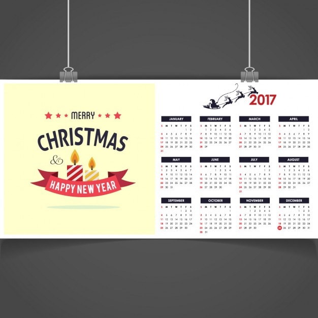 Vecteur gratuit noël 2017 calendrier