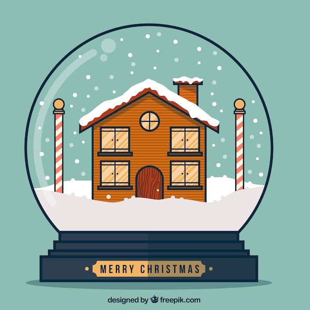 Vecteur gratuit noël plat snow globe