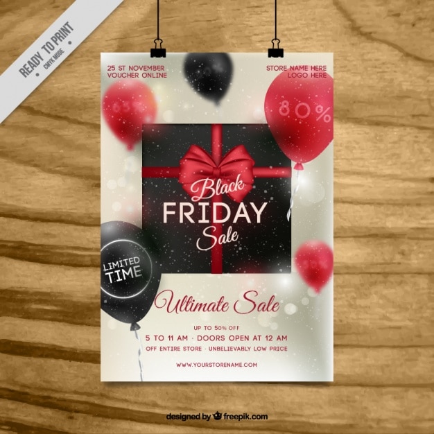 Noir Flyer Template Vendredi Avec Des Ballons