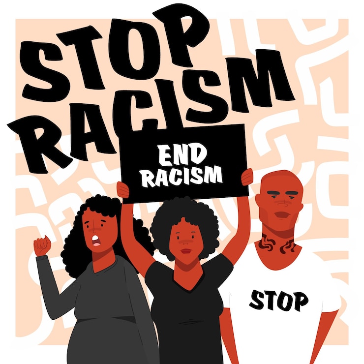 Vecteur gratuit les noirs protestent ensemble contre le racisme