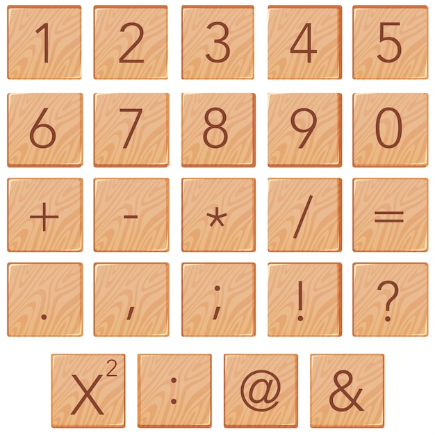 Nombre Et Math Icône Sur Bloc De Bois