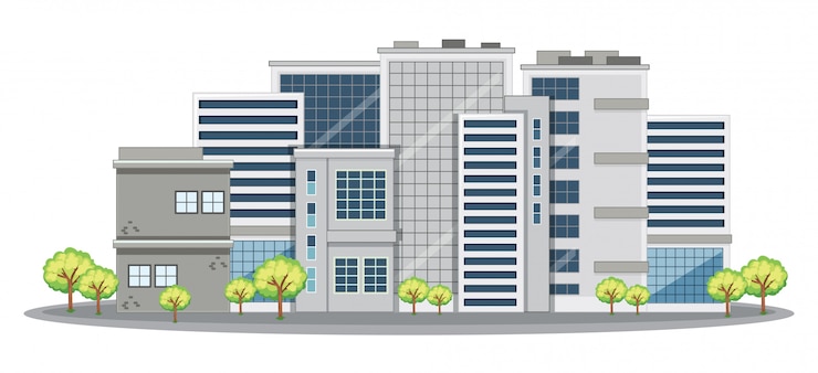Vecteur gratuit de nombreux immeubles de bureaux en ville