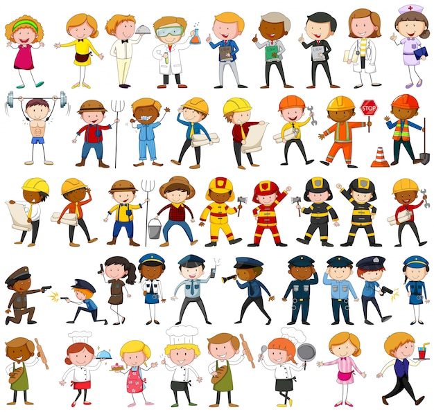 Vecteur gratuit de nombreux personnages avec différentes illustrations de professions