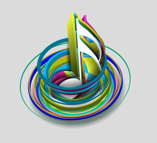 Vecteur gratuit notes de musique 3d pour la conception de musique, illustration vectorielle