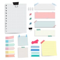 Notes de papier vierge colorée vector ensemble