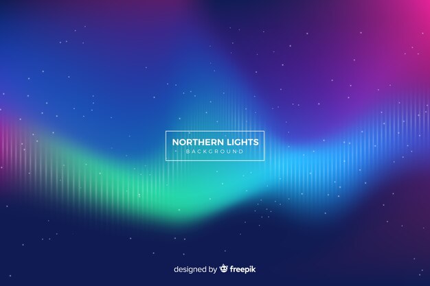 Nothern light avec des lignes pâlissantes et ciel étoilé