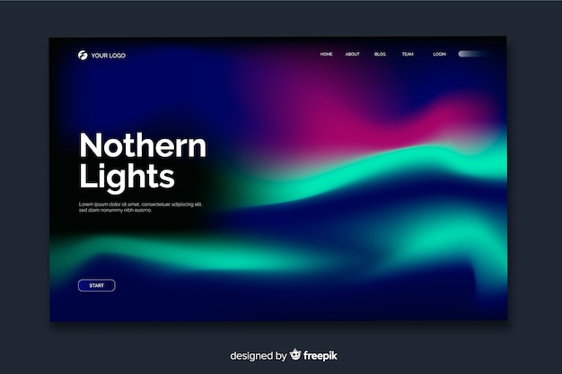 Vecteur gratuit nothern lights landing page