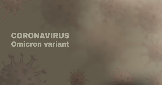 Nouveau fond de vecteur omicron covid19 variant du coronavirus avec des cellules virales réalistes