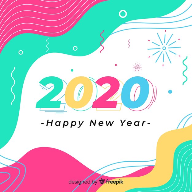 Nouvel an 2020 en design plat