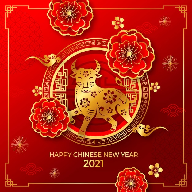 Vecteur gratuit nouvel an chinois doré 2021