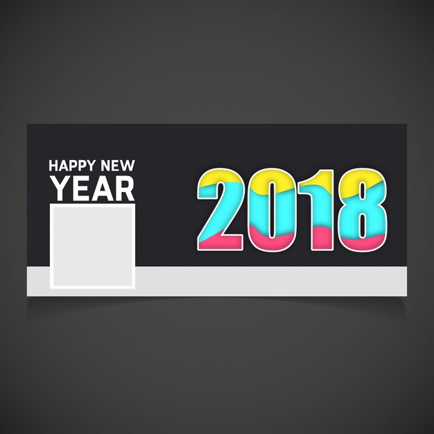 Nouvelle couverture Facebook de 2018 Typographie colorée créative de 2018