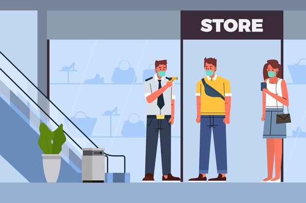 Nouvelle normalité à l'entrée des magasins