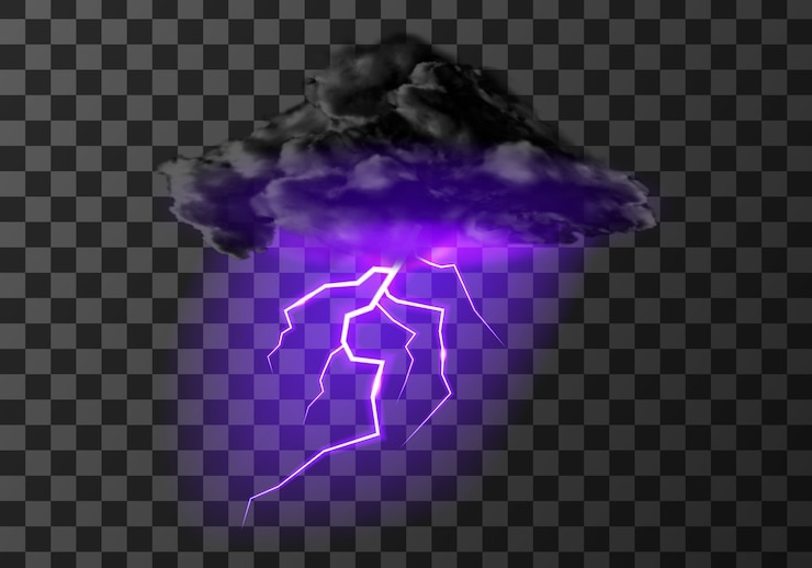 Vecteur gratuit nuage d'orage éclair sur transparent