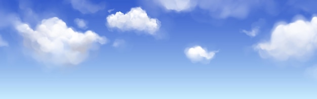 Vecteur gratuit nuage pelucheux blanc dans le ciel bleu vecteur fond réaliste conception de modèle nuageux pour le modèle de bannière abstrait belle journée d'été fumée naturelle dans l'environnement aérien pour l'illustration de la liberté et de la paix